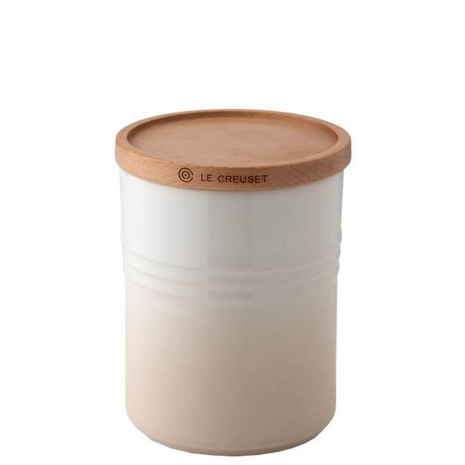 Le Creuset Meringue Stoneware Medium Storage Jar with Wooden Lid